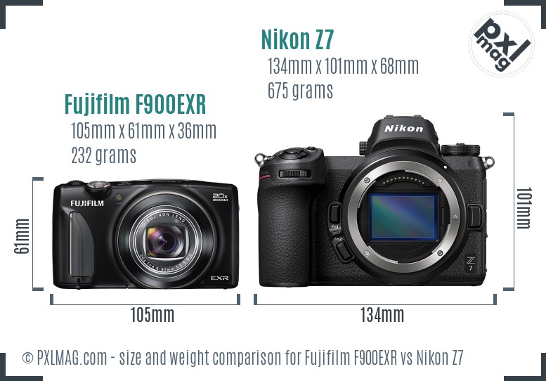 Fujifilm F900EXR vs Nikon Z7 size comparison