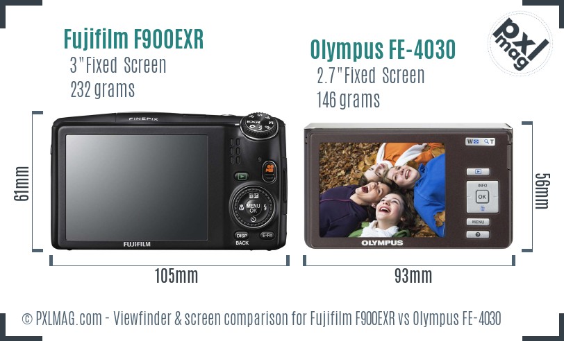 Fujifilm F900EXR vs Olympus FE-4030 Screen and Viewfinder comparison