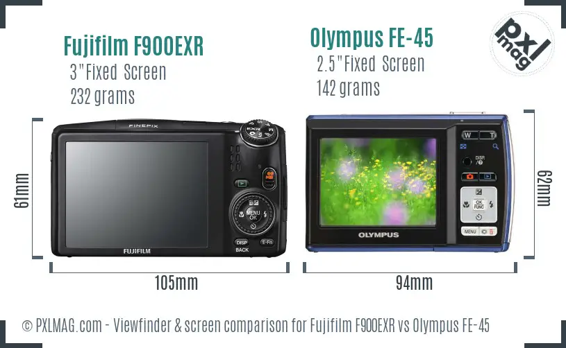 Fujifilm F900EXR vs Olympus FE-45 Screen and Viewfinder comparison