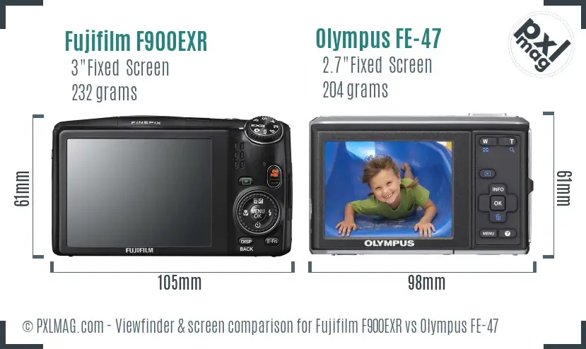 Fujifilm F900EXR vs Olympus FE-47 Screen and Viewfinder comparison Fujifilm F900EXR vs Olympus FE-47 Screen and Viewfinder comparison