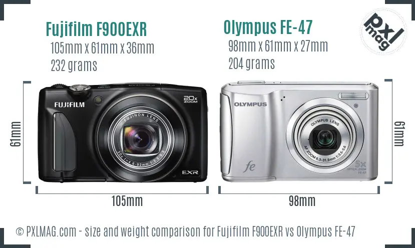 Fujifilm F900EXR vs Olympus FE-47 size comparison Fujifilm F900EXR vs Olympus FE-47 size comparison