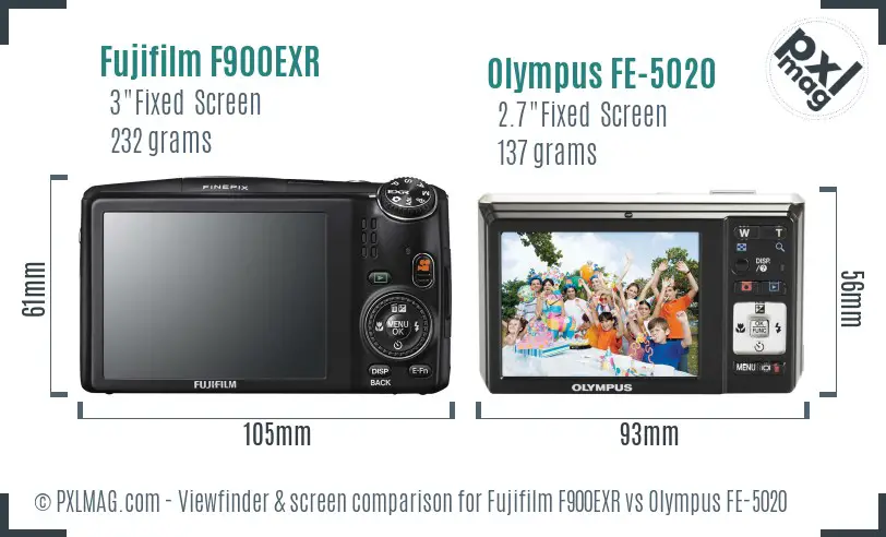 Fujifilm F900EXR vs Olympus FE-5020 Screen and Viewfinder comparison