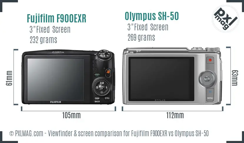 Fujifilm F900EXR vs Olympus SH-50 Screen and Viewfinder comparison