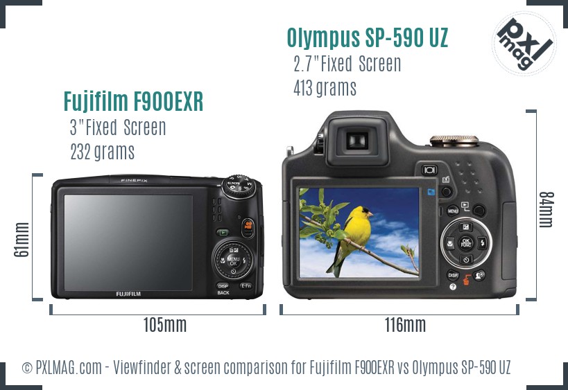 Fujifilm F900EXR vs Olympus SP-590 UZ Screen and Viewfinder comparison