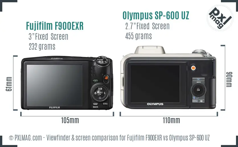 Fujifilm F900EXR vs Olympus SP-600 UZ Screen and Viewfinder comparison