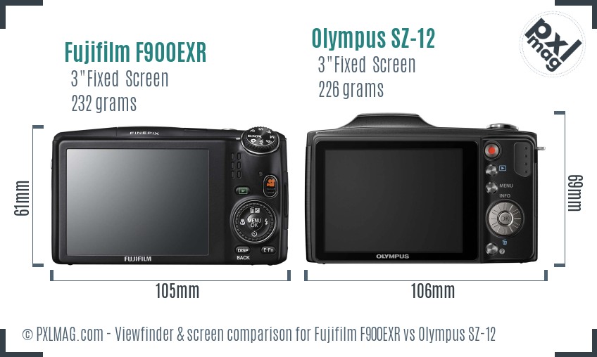 Fujifilm F900EXR vs Olympus SZ-12 Screen and Viewfinder comparison
