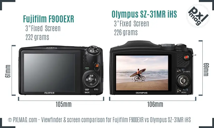 Fujifilm F900EXR vs Olympus SZ-31MR iHS Screen and Viewfinder comparison