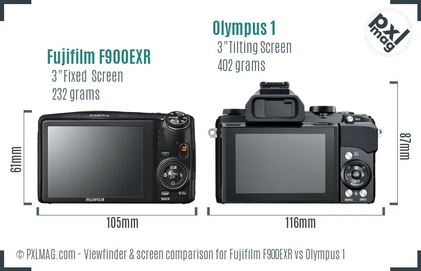 Fujifilm F900EXR vs Olympus 1 Screen and Viewfinder comparison