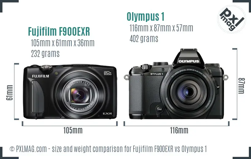 Fujifilm F900EXR vs Olympus 1 size comparison Fujifilm F900EXR vs Olympus 1 size comparison