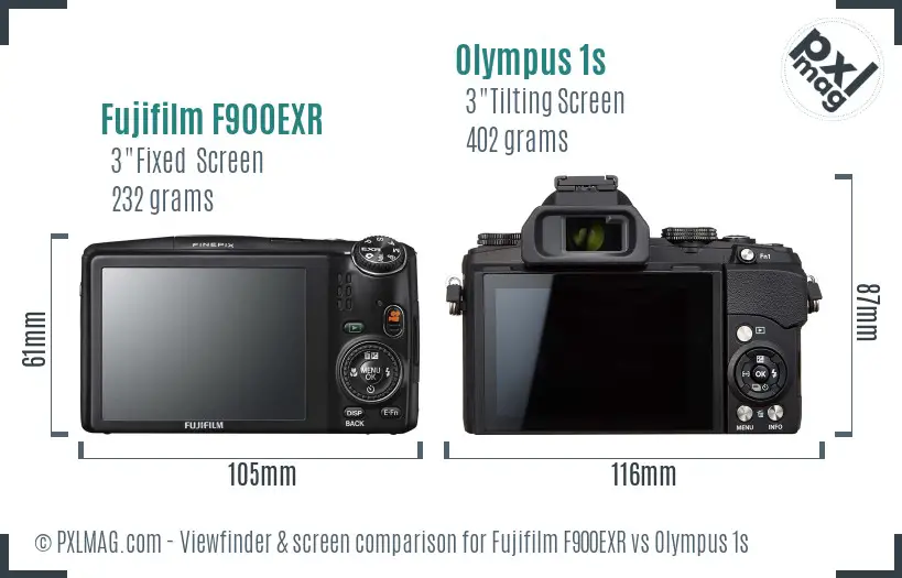 Fujifilm F900EXR vs Olympus 1s Screen and Viewfinder comparison