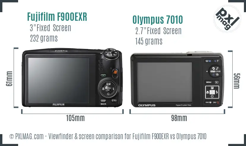 Fujifilm F900EXR vs Olympus 7010 Screen and Viewfinder comparison