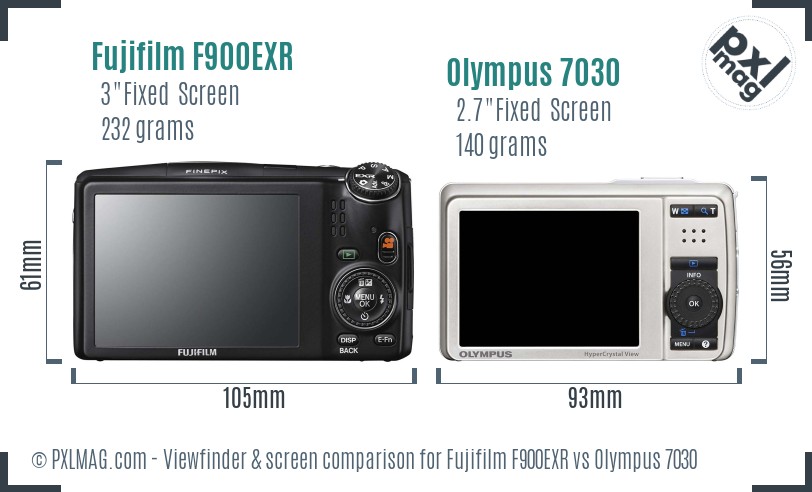 Fujifilm F900EXR vs Olympus 7030 Screen and Viewfinder comparison