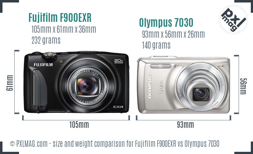 Fujifilm F900EXR vs Olympus 7030 size comparison Fujifilm F900EXR vs Olympus 7030 size comparison