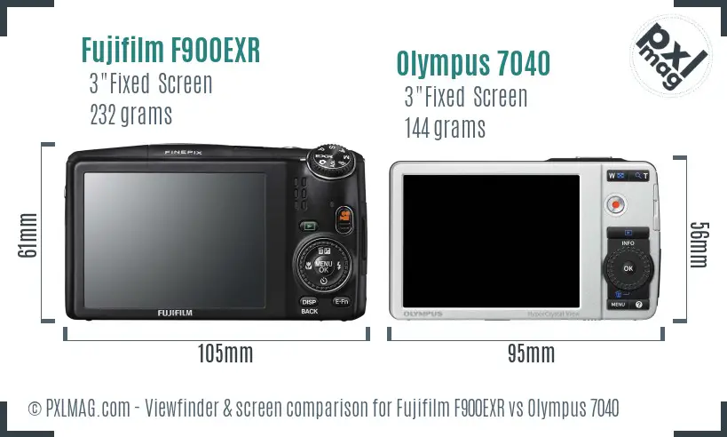 Fujifilm F900EXR vs Olympus 7040 Screen and Viewfinder comparison Fujifilm F900EXR vs Olympus 7040 Screen and Viewfinder comparison