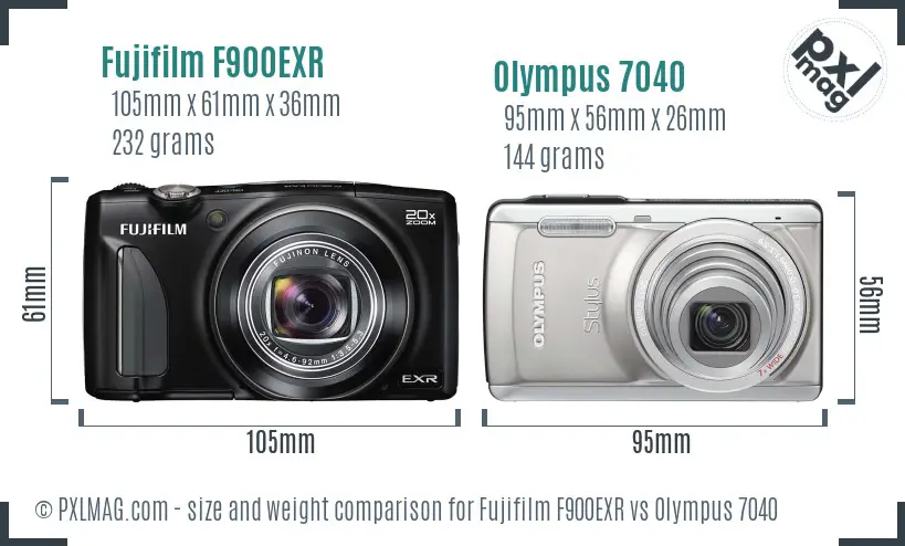 Fujifilm F900EXR vs Olympus 7040 size comparison Fujifilm F900EXR vs Olympus 7040 size comparison