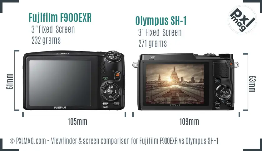 Fujifilm F900EXR vs Olympus SH-1 Screen and Viewfinder comparison