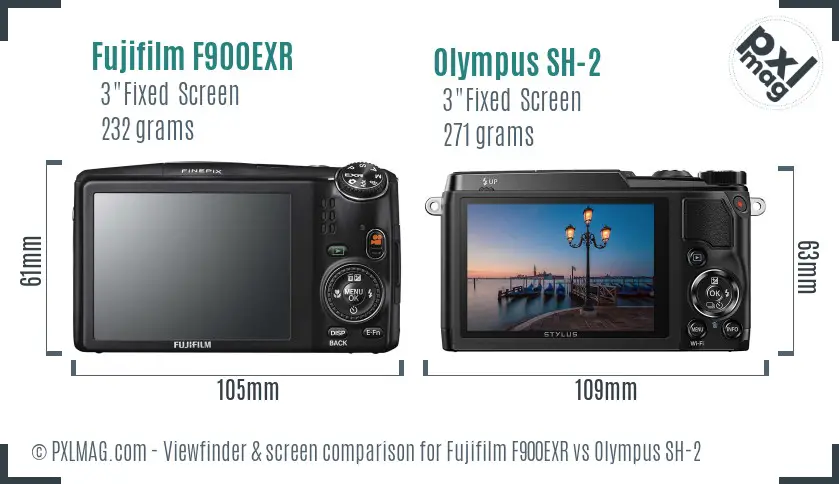 Fujifilm F900EXR vs Olympus SH-2 Screen and Viewfinder comparison