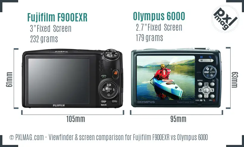 Fujifilm F900EXR vs Olympus 6000 Screen and Viewfinder comparison