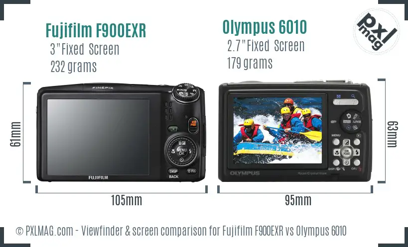 Fujifilm F900EXR vs Olympus 6010 Screen and Viewfinder comparison