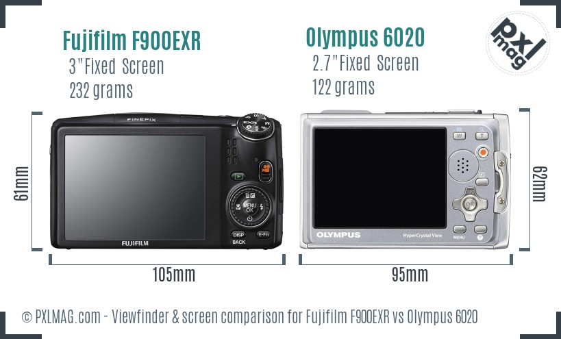 Fujifilm F900EXR vs Olympus 6020 Screen and Viewfinder comparison