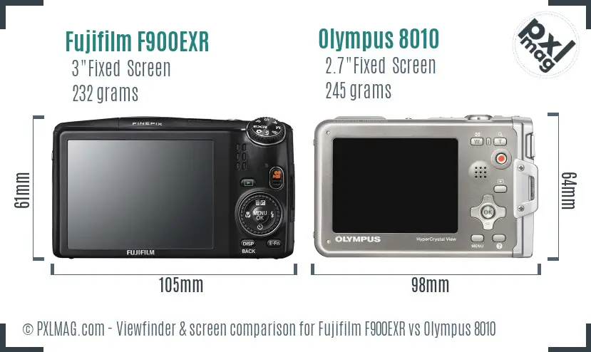 Fujifilm F900EXR vs Olympus 8010 Screen and Viewfinder comparison