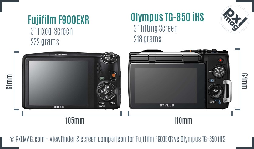 Fujifilm F900EXR vs Olympus TG-850 iHS Screen and Viewfinder comparison
