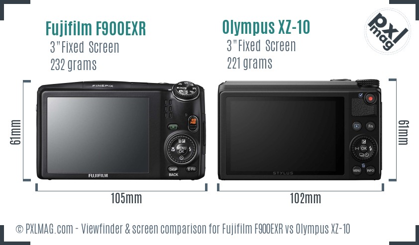 Fujifilm F900EXR vs Olympus XZ-10 Screen and Viewfinder comparison