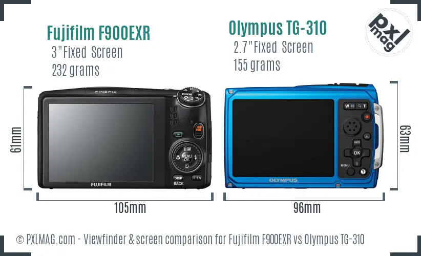 Fujifilm F900EXR vs Olympus TG-310 Screen and Viewfinder comparison Fujifilm F900EXR vs Olympus TG-310 Screen and Viewfinder comparison