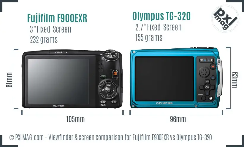 Fujifilm F900EXR vs Olympus TG-320 Screen and Viewfinder comparison