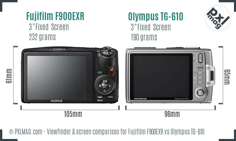 Fujifilm F900EXR vs Olympus TG-610 Screen and Viewfinder comparison Fujifilm F900EXR vs Olympus TG-610 Screen and Viewfinder comparison
