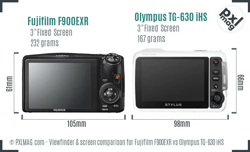 Fujifilm F900EXR vs Olympus TG-630 iHS Screen and Viewfinder comparison