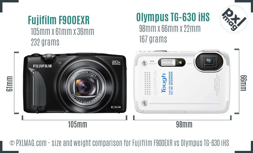 Fujifilm F900EXR vs Olympus TG-630 iHS size comparison