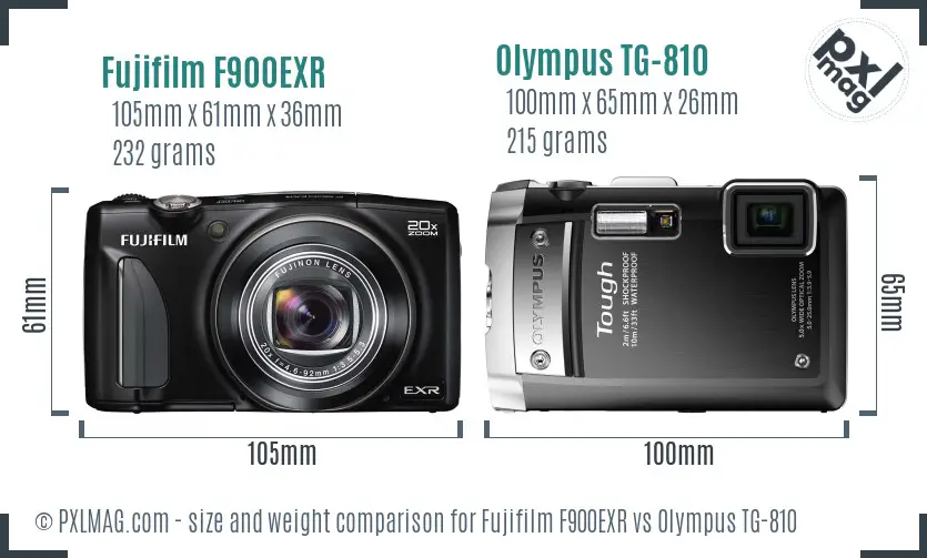 Fujifilm F900EXR vs Olympus TG-810 size comparison