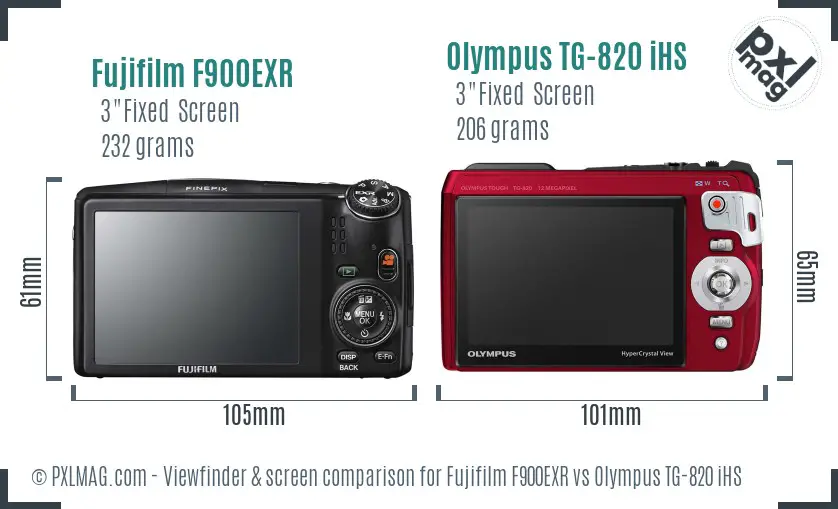 Fujifilm F900EXR vs Olympus TG-820 iHS Screen and Viewfinder comparison