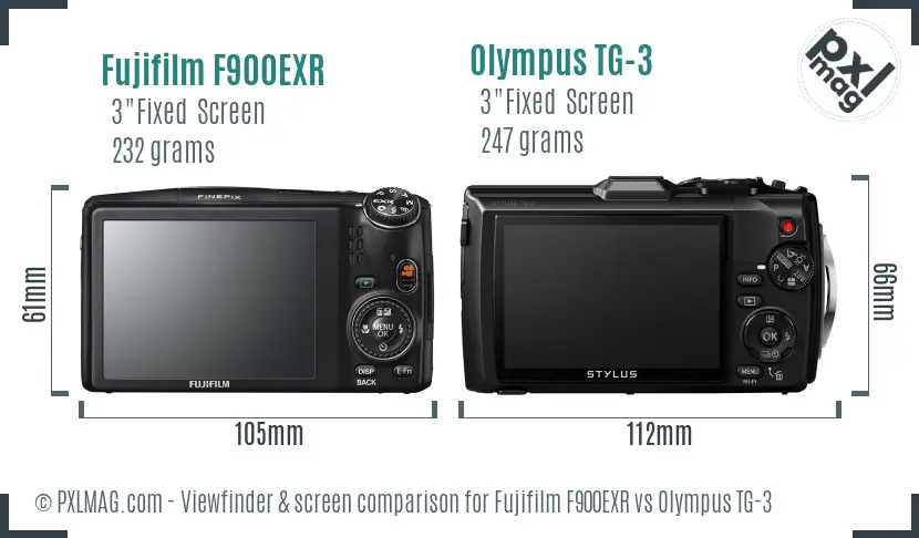 Fujifilm F900EXR vs Olympus TG-3 Screen and Viewfinder comparison