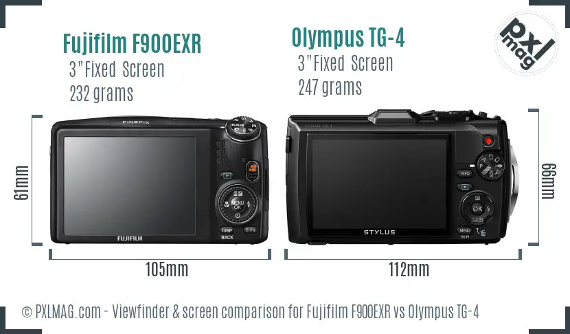 Fujifilm F900EXR vs Olympus TG-4 Screen and Viewfinder comparison