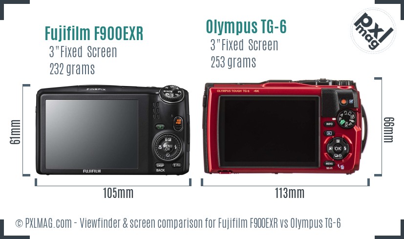 Fujifilm F900EXR vs Olympus TG-6 Screen and Viewfinder comparison