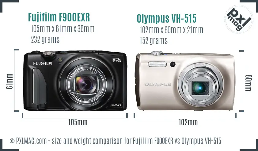 Fujifilm F900EXR vs Olympus VH-515 size comparison