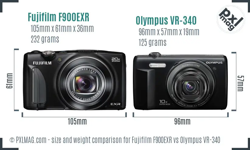 Fujifilm F900EXR vs Olympus VR-340 size comparison Fujifilm F900EXR vs Olympus VR-340 size comparison