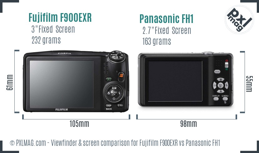 Fujifilm F900EXR vs Panasonic FH1 Screen and Viewfinder comparison