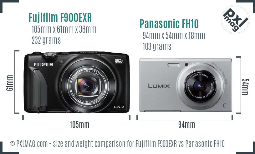 Fujifilm F900EXR vs Panasonic FH10 size comparison Fujifilm F900EXR vs Panasonic FH10 size comparison