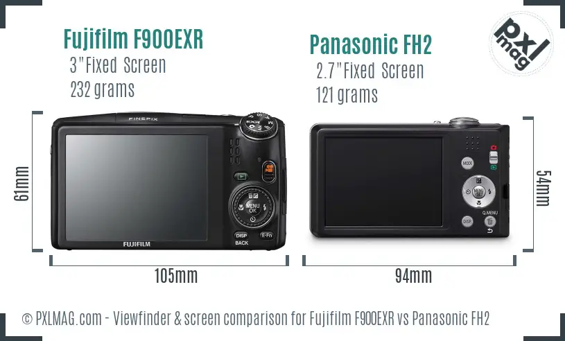 Fujifilm F900EXR vs Panasonic FH2 Screen and Viewfinder comparison