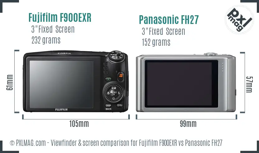 Fujifilm F900EXR vs Panasonic FH27 Screen and Viewfinder comparison Fujifilm F900EXR vs Panasonic FH27 Screen and Viewfinder comparison