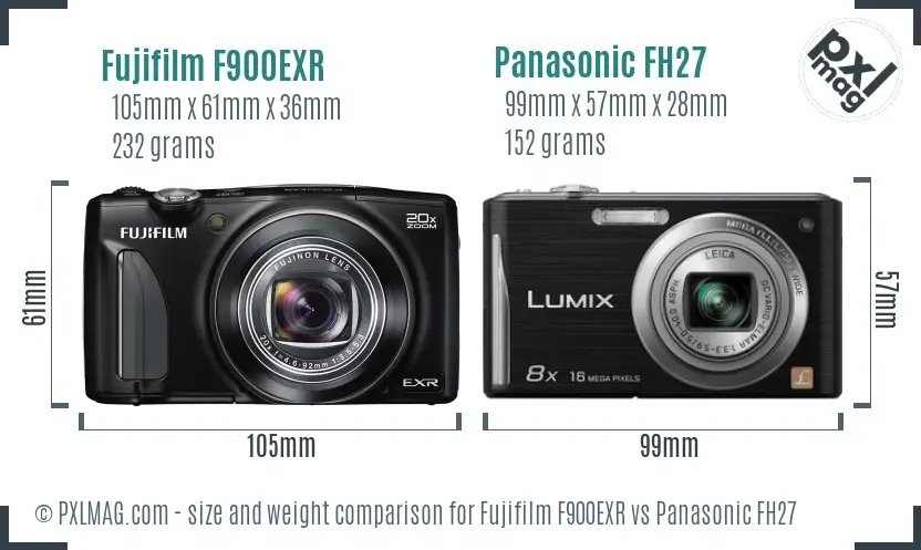 Fujifilm F900EXR vs Panasonic FH27 size comparison Fujifilm F900EXR vs Panasonic FH27 size comparison
