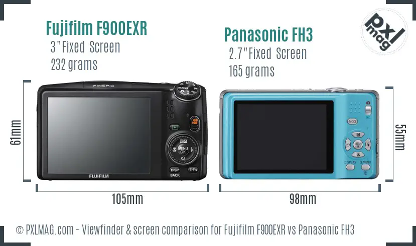 Fujifilm F900EXR vs Panasonic FH3 Screen and Viewfinder comparison Fujifilm F900EXR vs Panasonic FH3 Screen and Viewfinder comparison