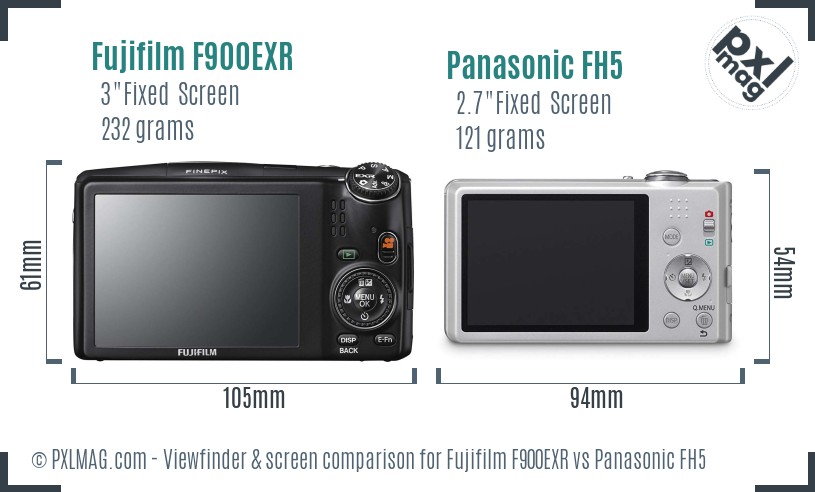 Fujifilm F900EXR vs Panasonic FH5 Screen and Viewfinder comparison