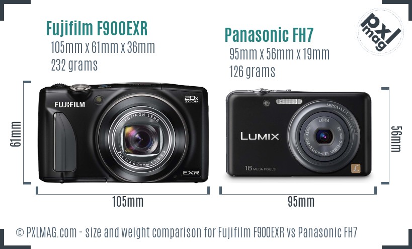 Fujifilm F900EXR vs Panasonic FH7 size comparison Fujifilm F900EXR vs Panasonic FH7 size comparison