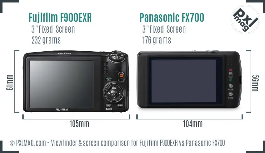 Fujifilm F900EXR vs Panasonic FX700 Screen and Viewfinder comparison