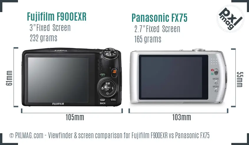 Fujifilm F900EXR vs Panasonic FX75 Screen and Viewfinder comparison