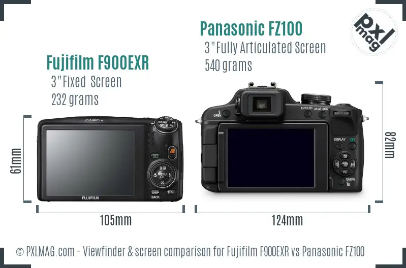 Fujifilm F900EXR vs Panasonic FZ100 Screen and Viewfinder comparison